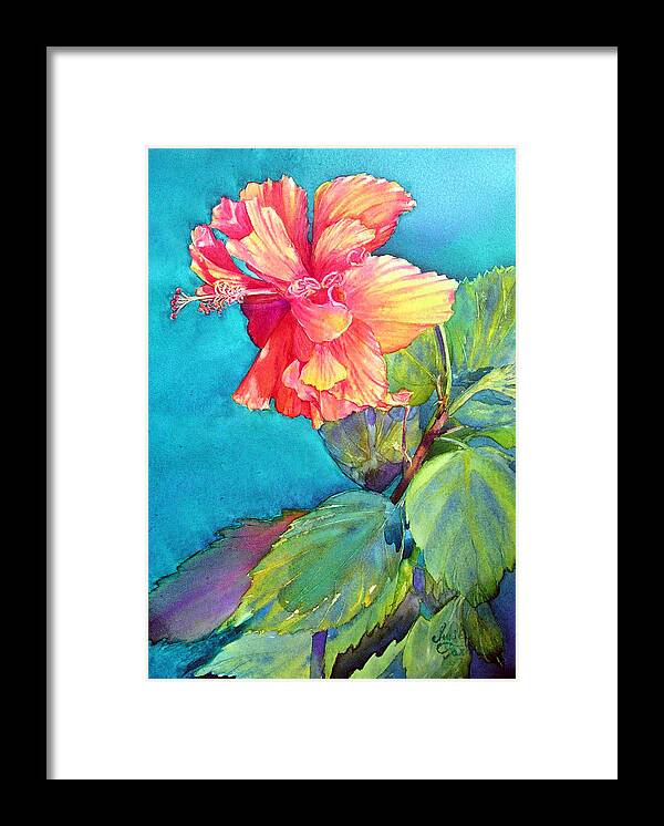 Hybiscus Framed Print featuring the painting Peach Paradise by Annika Farmer