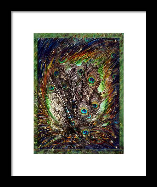 Peacock Framed Print featuring the painting Peacock Fantasy by Harsh Malik