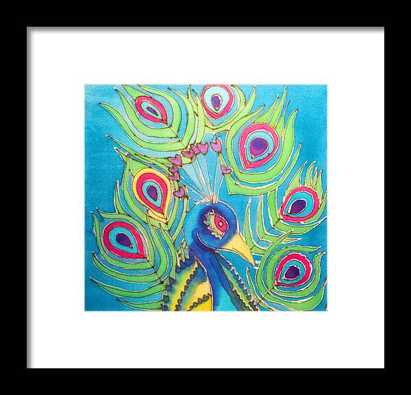 Peacock Framed Print featuring the painting Peacock Hues by Kelly Smith
