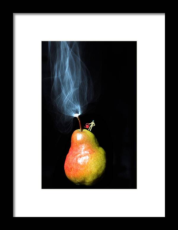 Pear Framed Print featuring the photograph Pear And Smoke little people on food by Paul Ge
