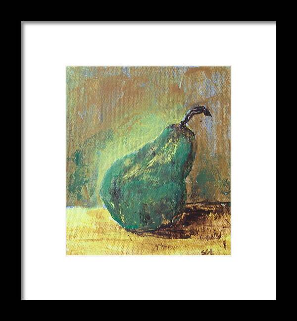 Still Life Framed Print featuring the painting Pear by Jane See