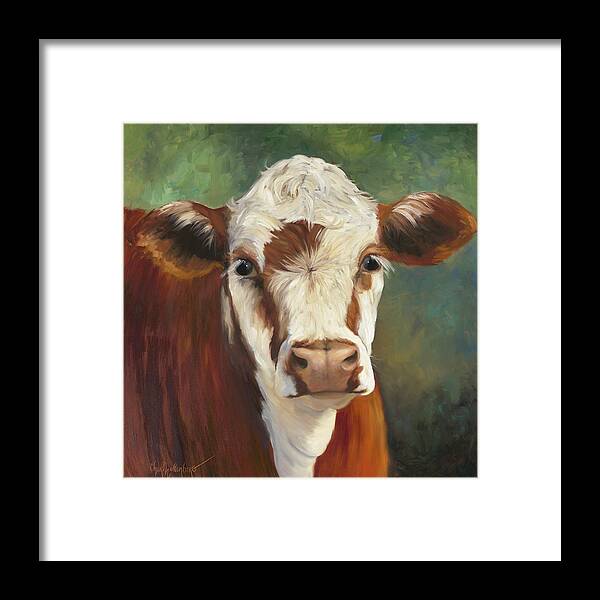 Cow Painting Framed Print featuring the painting Pearl IV Cow Painting by Cheri Wollenberg