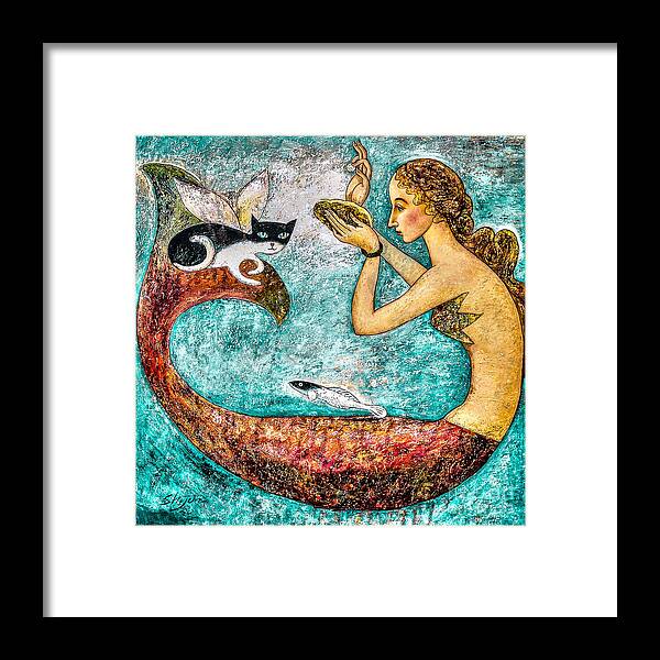 Mermaid Art Framed Print featuring the painting Pearl by Shijun Munns