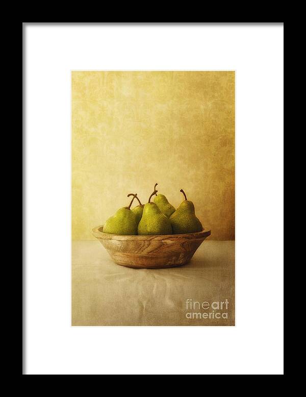 Fruit Framed Print featuring the photograph Pears In A Wooden Bowl by Priska Wettstein