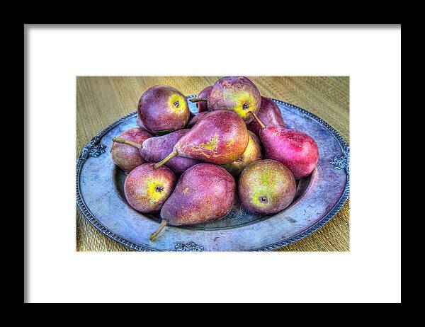 Farmers Market Framed Print featuring the photograph Pears on a Plate by Victor Marsh