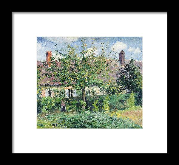 Camille Pissarro Framed Print featuring the painting Peasant House at Eragny by Camille Pissarro