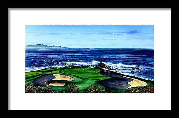 Pebble Beach Golf Course Framed Print featuring the painting Pebble Beach Golf Course by John YATO