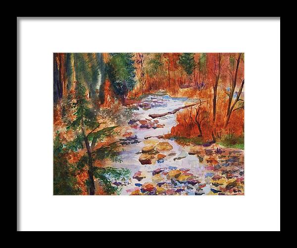 Creek Framed Print featuring the painting Pebbled Creek by Ellen Levinson
