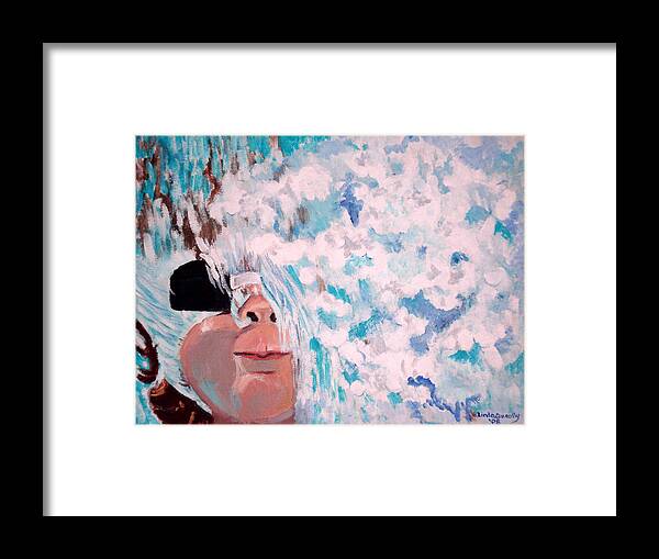 Swimming Framed Print featuring the painting Peeking by Linda Queally