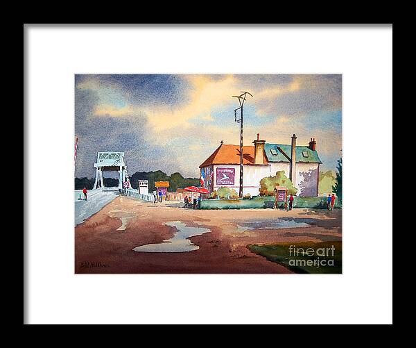 Pegasus Bridge Framed Print featuring the painting Pegasus Bridge and Cafe Gondree by Bill Holkham