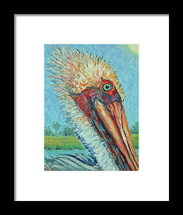 Pelican Framed Print featuring the painting Pelican After Style of Van Gogh by Dwain Ray
