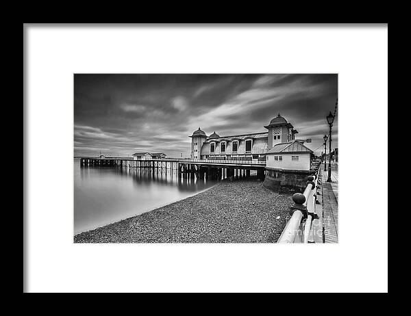Penarth Pier Framed Print featuring the photograph Penarth Pier 1 Mono by Steve Purnell