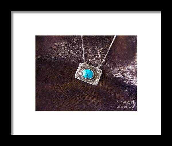 Turquoise Framed Print featuring the jewelry Pendant with turquoise by Patricia Tierney