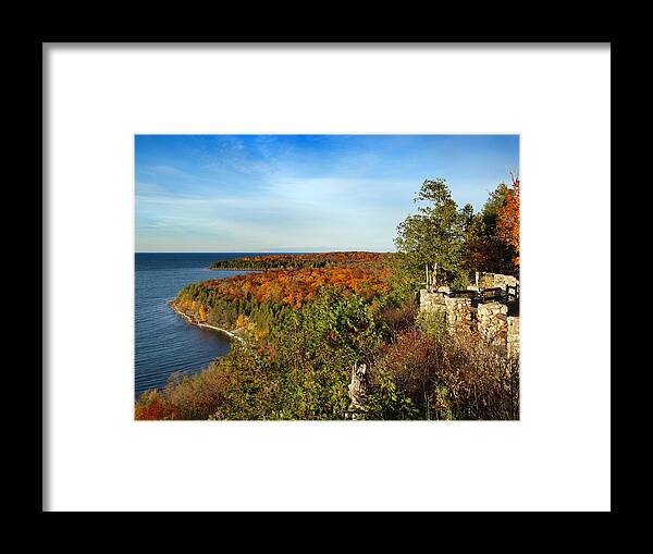 Peninsula State Park Framed Print featuring the photograph Peninsula State Park Lookout in the Fall by David T Wilkinson