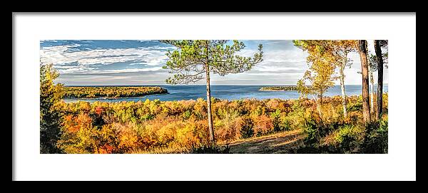 Door County Framed Print featuring the painting Peninsula State Park Scenic Overlook Panorama by Christopher Arndt