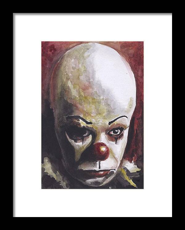 Pennywise Watercolor Painted In 5x7 By Casey Rhodes Framed Print featuring the painting Pennywise by Casey Rhodes