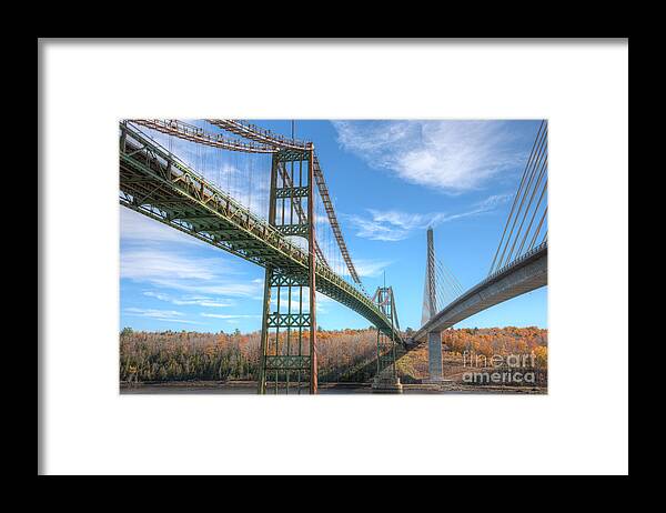 Clarence Holmes Framed Print featuring the photograph Penobscot Narrows Bridges by Clarence Holmes