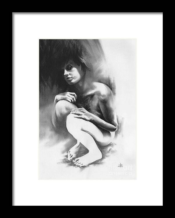 Pensive Framed Print featuring the drawing Pensive by Paul Davenport