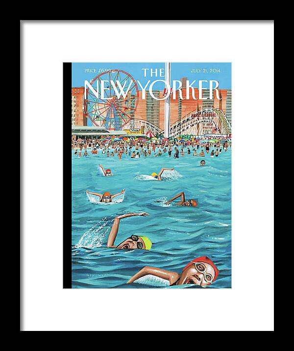 Beach Framed Print featuring the painting Coney Island by Mark Ulriksen