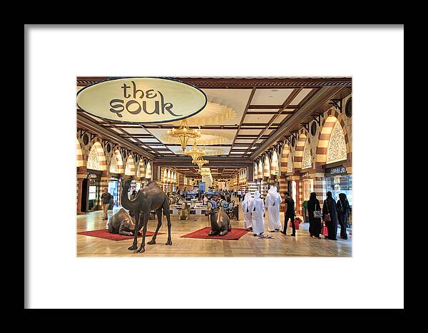 People Walking In The Gold Souk Of The Dubai Mall Framed Print By