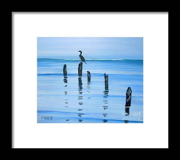 Dusk Framed Print featuring the painting Perched at Dusk by Marilyn McNish