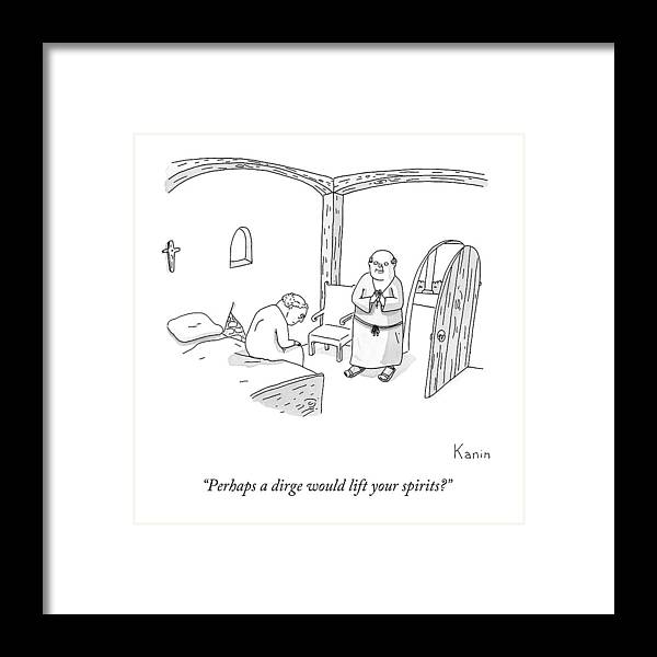 Monk Framed Print featuring the drawing Perhaps A Dirge Would Lift Your Spirits? by Zachary Kanin