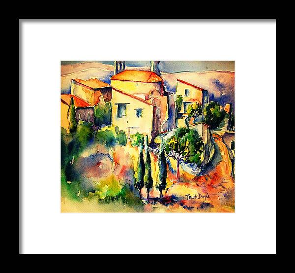 French Village Framed Print featuring the painting Perillos Abandoned French Village  by Trudi Doyle