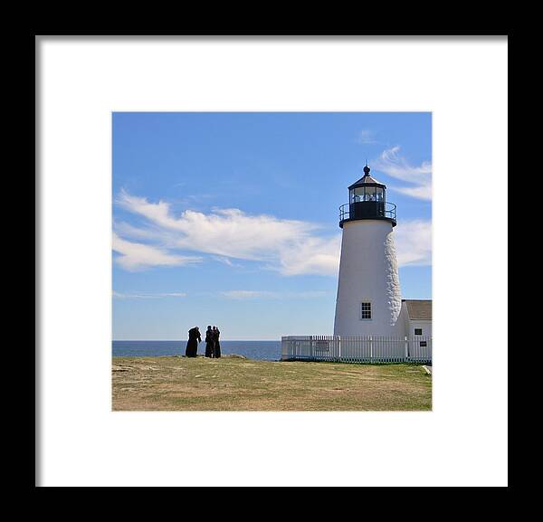 Pemaquid Lighthouse Framed Print featuring the photograph Pemaquid Lighthouse Visitors by Jean Goodwin Brooks