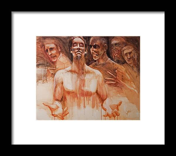 People Framed Print featuring the painting Persecution by Jani Freimann