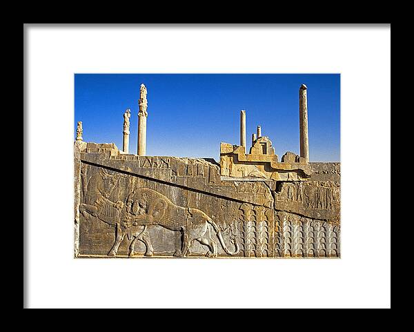 Central Asia Framed Print featuring the photograph Persepolis palace by Dennis Cox