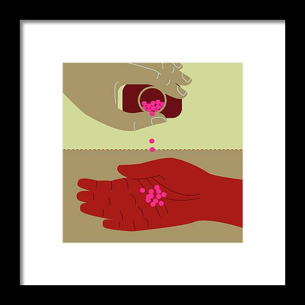 Abundance Framed Print featuring the photograph Person Pouring Pills Into Hand by Ikon Ikon Images