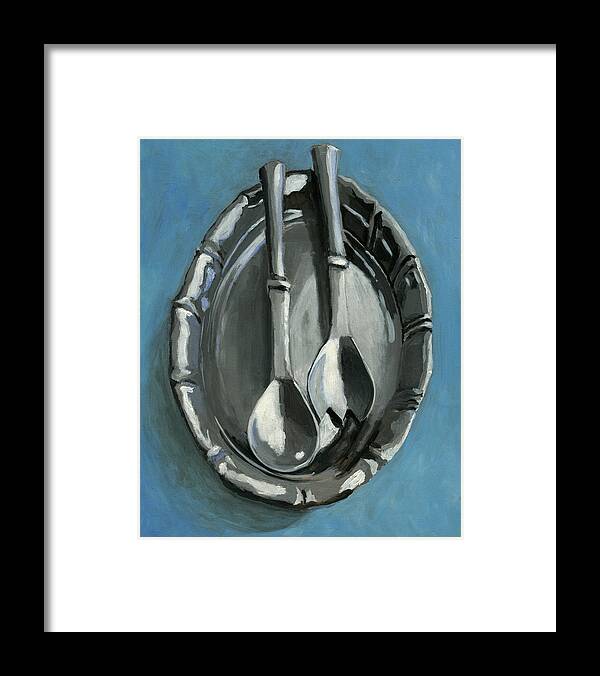 Pewter Dish Framed Print featuring the painting Pewter Dish by Karyn Robinson