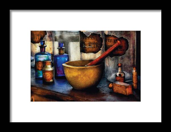 Savad Framed Print featuring the photograph Pharmacist - Mortar and Pestle by Mike Savad