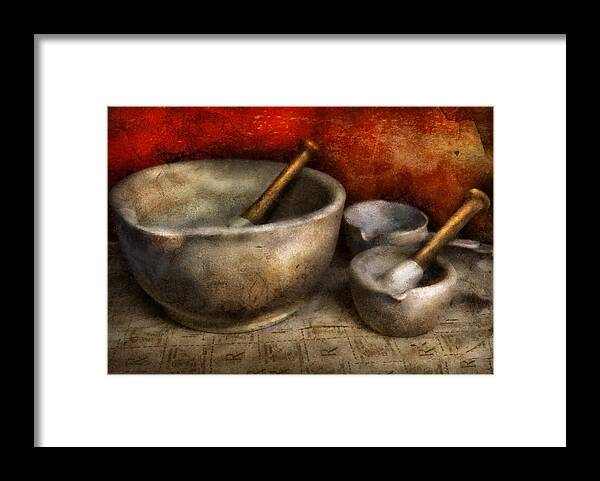 Hdr Framed Print featuring the photograph Pharmacist - Pestle and son by Mike Savad