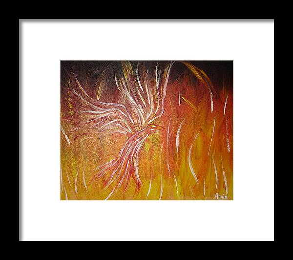 Pheonix Framed Print featuring the painting Pheonix Rising by Angie Butler