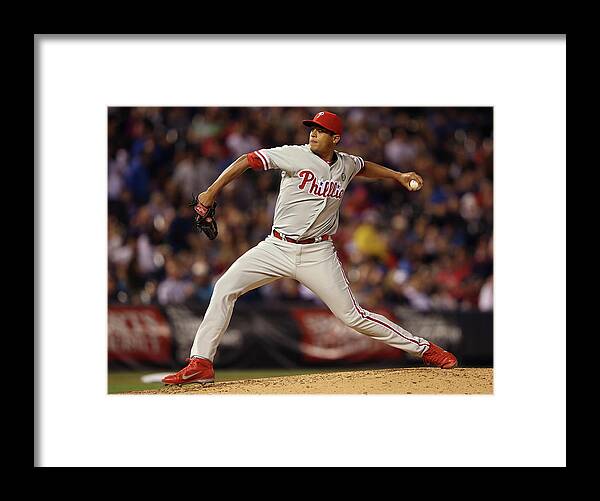 Relief Pitcher Framed Print featuring the photograph Philadelphia Phillies V Colorado Rockies by Doug Pensinger