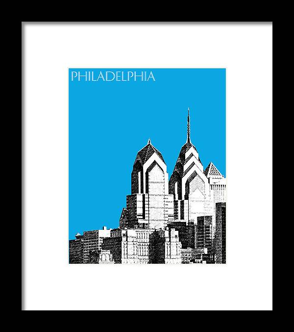Architecture Framed Print featuring the digital art Philadelphia Skyline Liberty Place 1 - Ice Blue by DB Artist