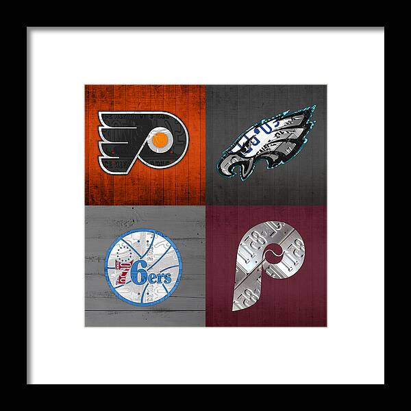 Philadelphia Sports Fan Recycled Vintage Pennsylvania License Plate Art Flyers  Eagles 76ers Phillies Mixed Media by Design Turnpike - Pixels