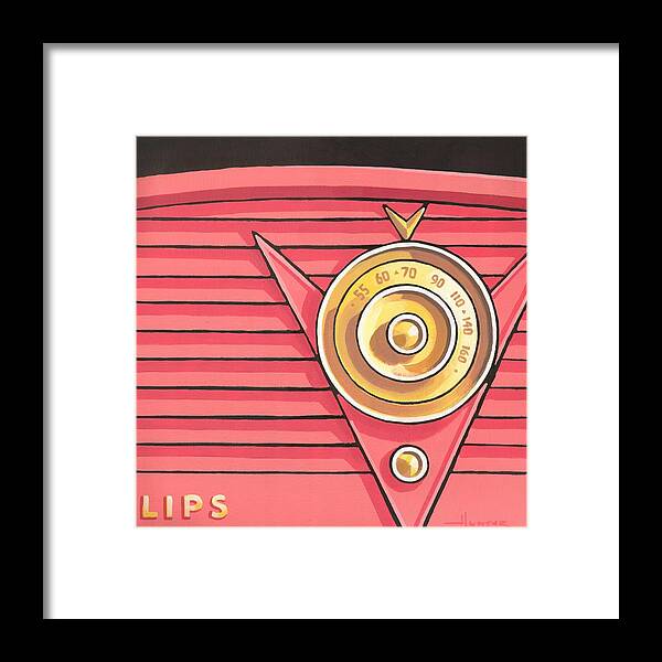 Mid Century Framed Print featuring the painting Phillips Radio - coral by Larry Hunter