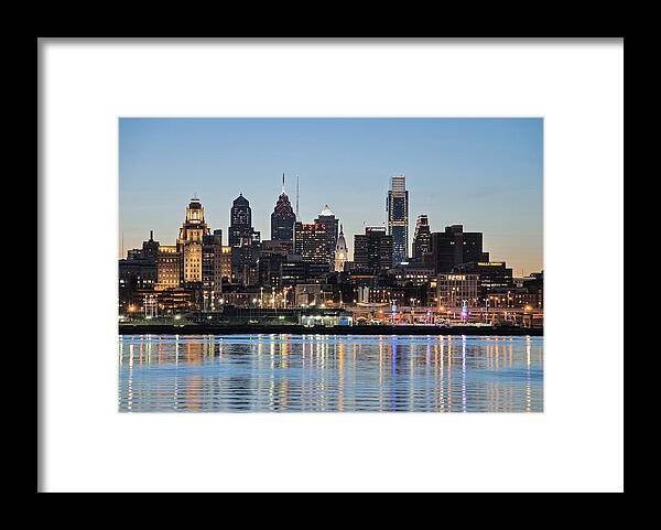 Philadelphia Framed Print featuring the photograph Philly sunset by Jennifer Ancker