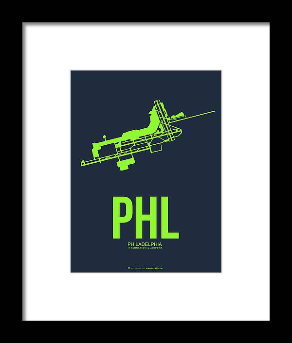 Philadelphia Framed Print featuring the digital art PHL Philadelphia Airport Poster 3 by Naxart Studio