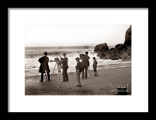 Photographers Framed Print featuring the photograph Photographer on the Beach California circa 1887 by Monterey County Historical Society
