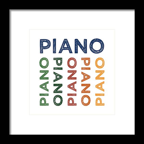 Piano Framed Print featuring the digital art Piano Cute Colorful by Flo Karp