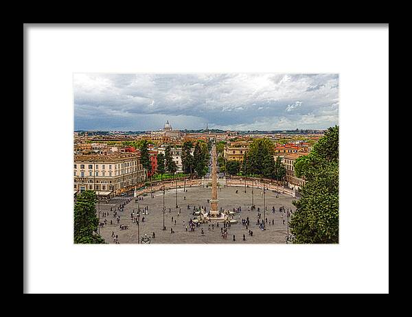 Georgia Mizuleva Framed Print featuring the digital art Piazza del Popolo - Impressions of Rome by Georgia Mizuleva