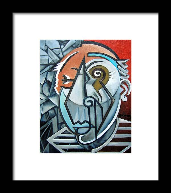 Picasso Cubism Portrait Red Framed Print featuring the painting Picasso Bust by Martel Chapman