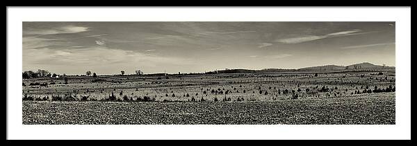 Joshua House Photography Framed Print featuring the photograph Picketts Charge from Seminary Ridge in Black and White by Joshua House