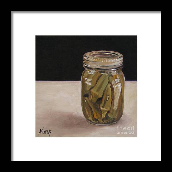 Noewi Framed Print featuring the painting Pickled Okra by Jindra Noewi