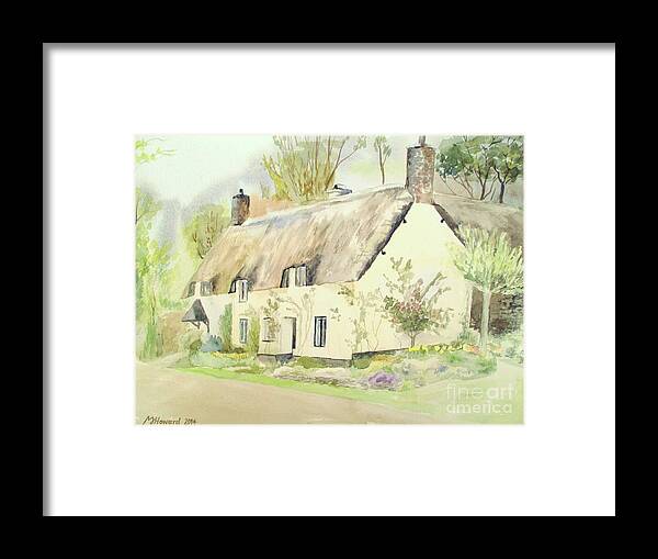 Dunster Framed Print featuring the painting Picturesque Dunster Cottage by Martin Howard