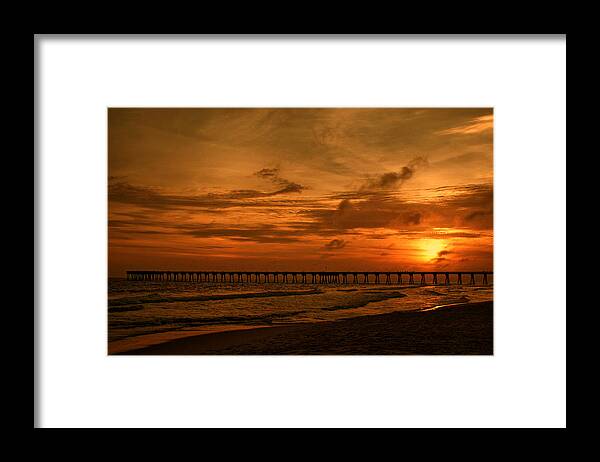 Pier Framed Print featuring the photograph Pier at Sunset by Sandy Keeton