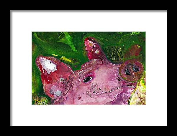 Animal Framed Print featuring the painting Pig-Cisely by Kasha Ritter